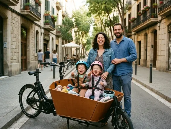 Los gemelos Vidal estrenando bici