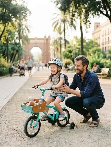 Primer pedaleo de la peque Anna